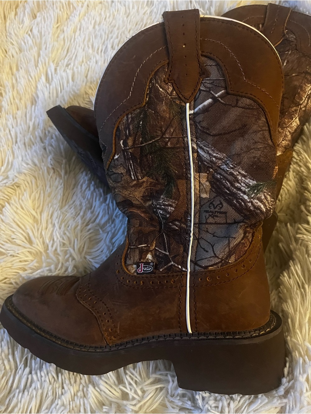 Justin Brown Camo Western Boots